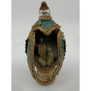 Vtg Ornate Goose‎ Egg Nativity Scene Figurine Christmas Holiday Decor